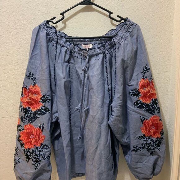 Parker NY Laureena Embroidered Blouse Large - Picture 6 of 10